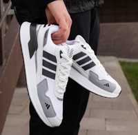 Кроссовки мужские Adidas Running White Адидас Раннинг бело-черные