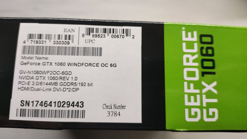 Відеокарта GIGABYTE GeForce GTX 1060 6gb