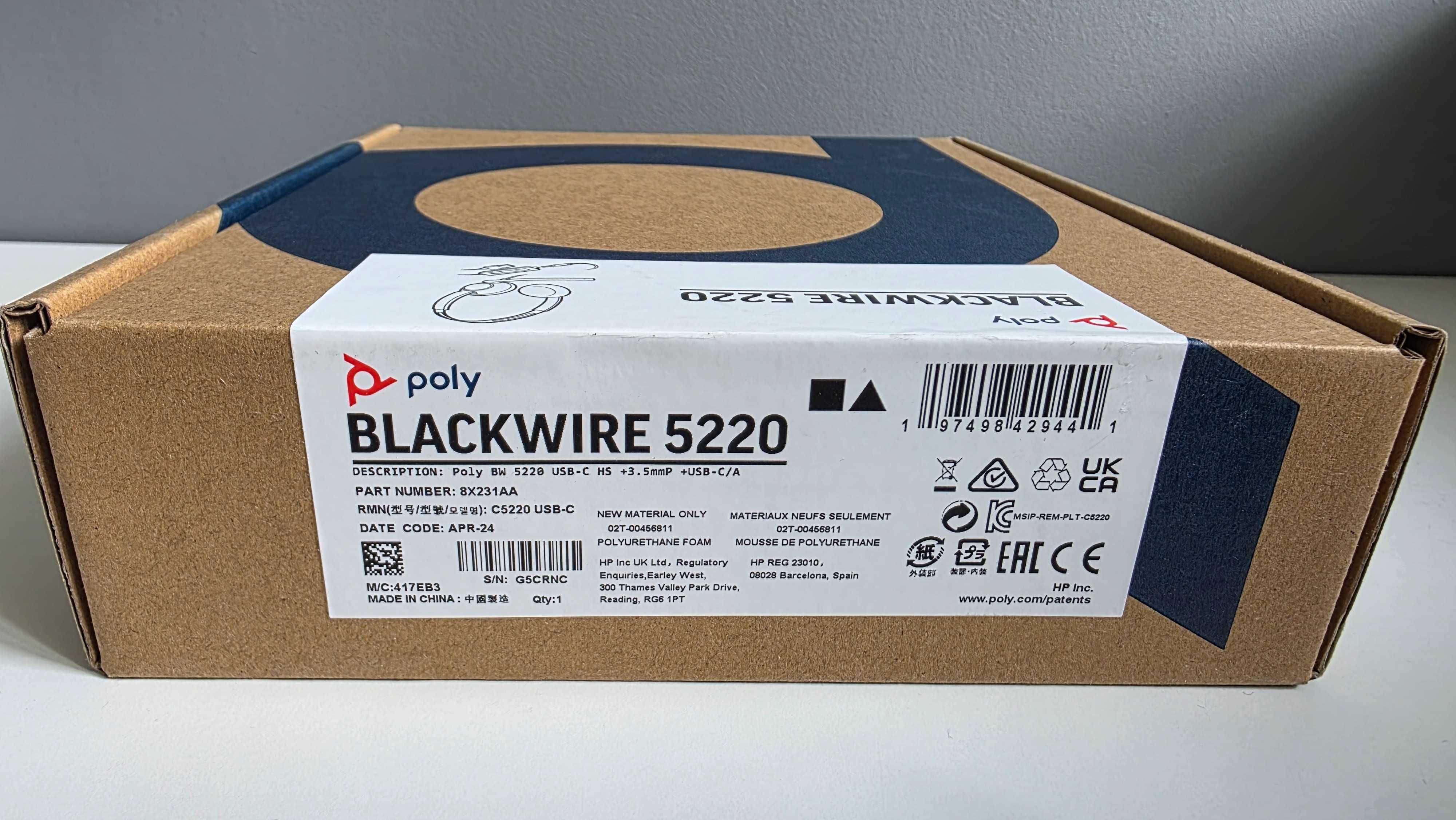 SŁUCHAWKI Plantronics Blackwire 5220 + USB-C/A Adapter