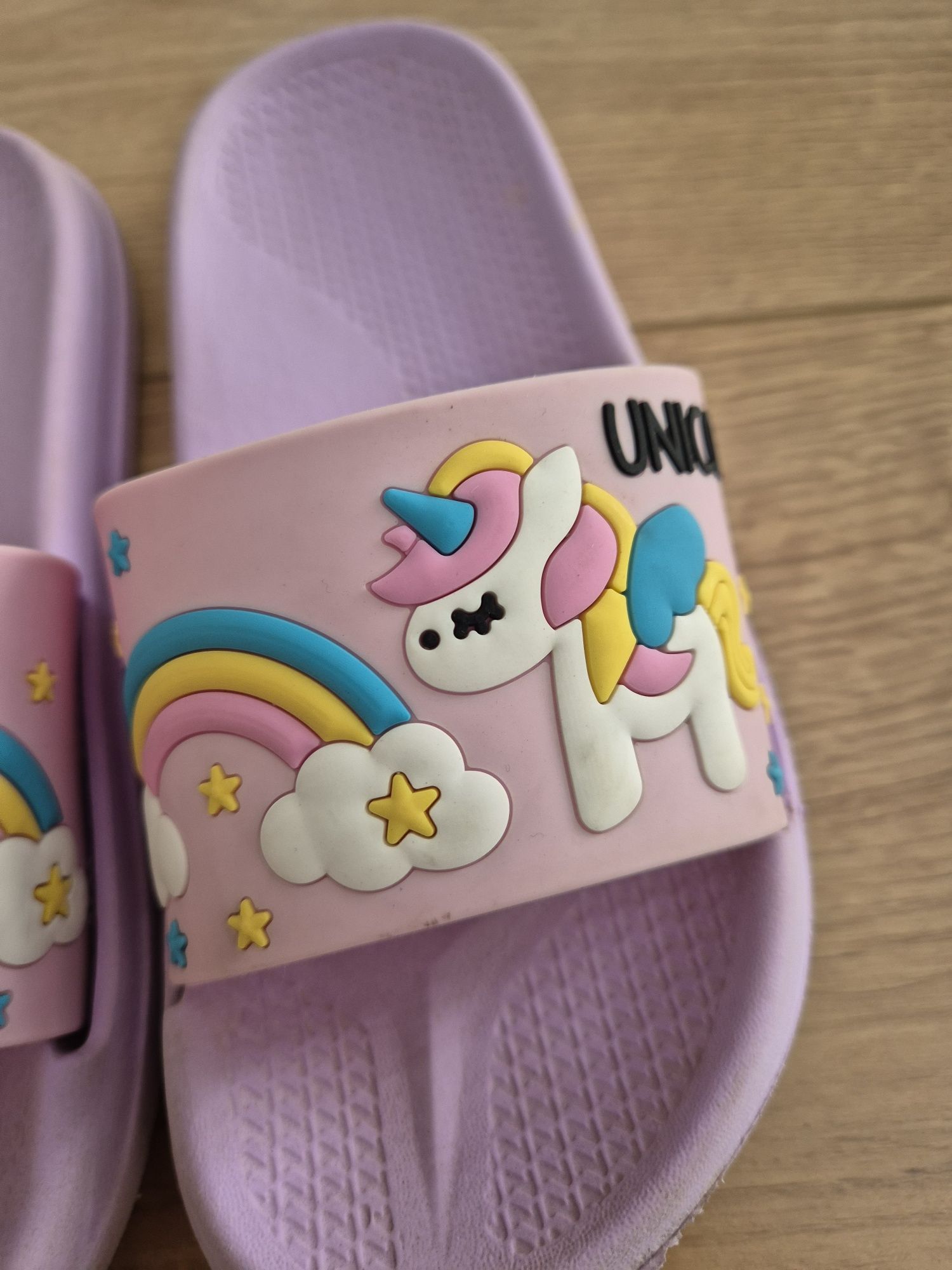 Różowe klapki na lato dziewczęce unicorn jednorożec 31 używane