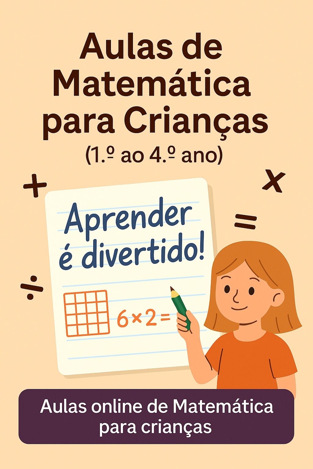 Aulas online de matemática para crianças  (1.º ao 4.º ano)