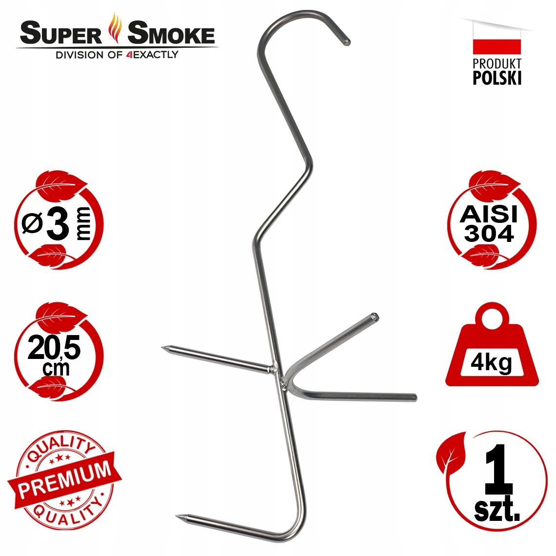 Hak Wędzarniczy Super Smoke do ryb 3mm Premium 20cm