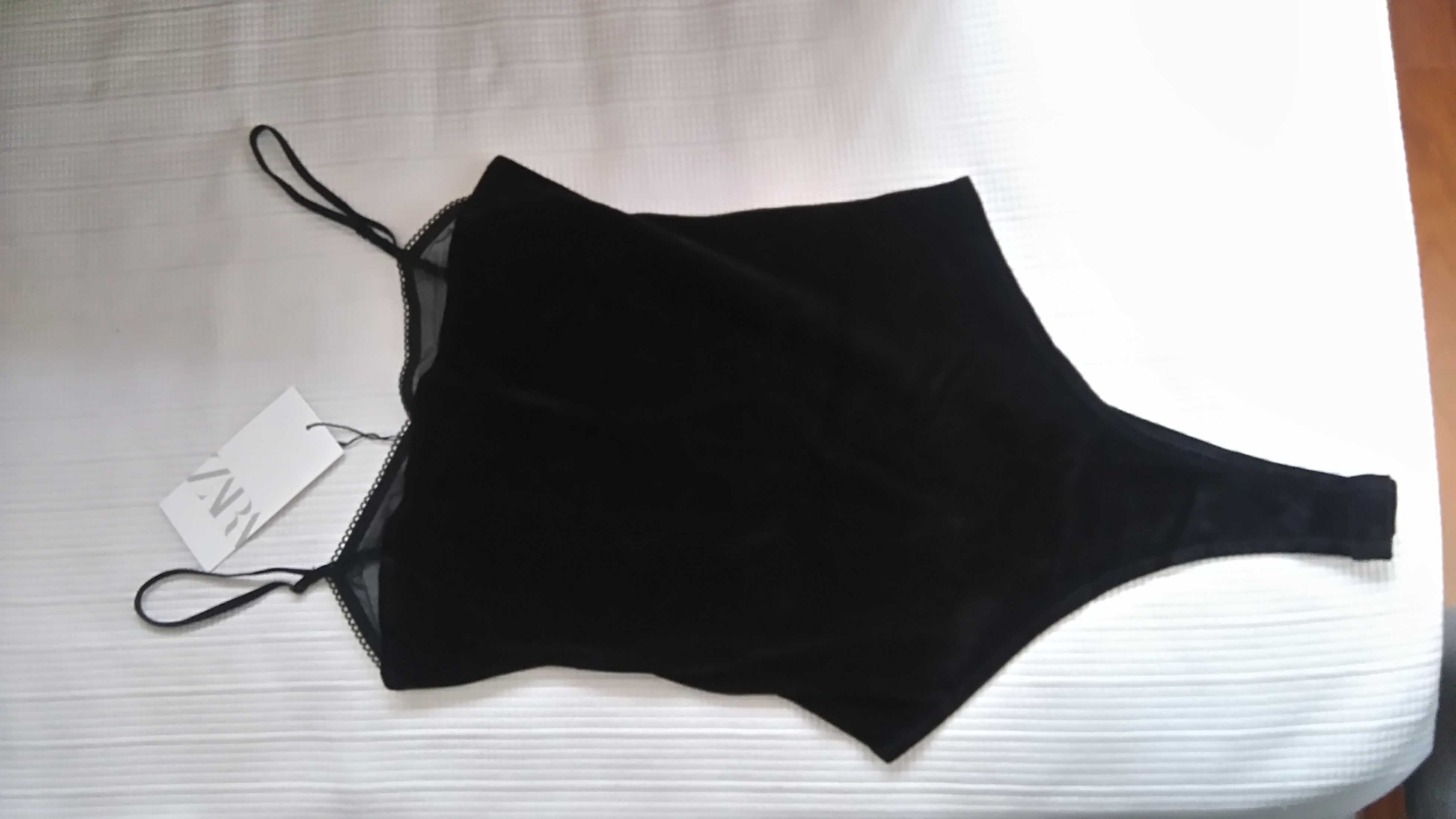 Body de veludo com renda M Zara NOVO c/etiqueta