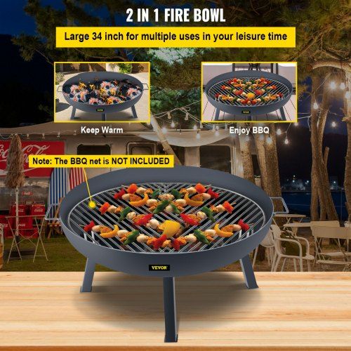 Fire Bowl, φ 85 cm Fire Basket 23 cm Profundidade Steel Carbon Fire B