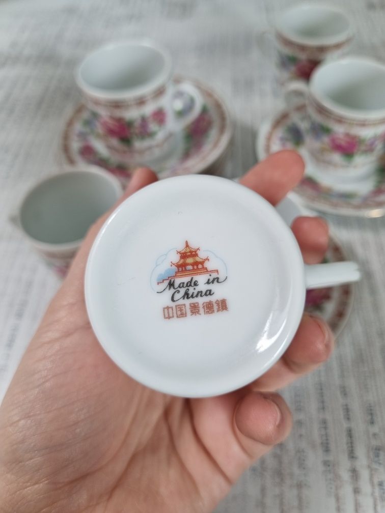 Zestaw stołowy espresso porcelana chińska z lat 80.
