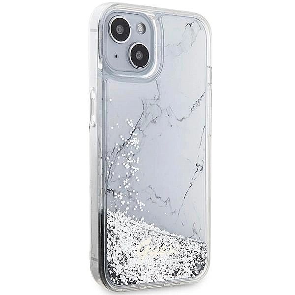 Etui Guess Liquid Glitter Marble na iPhone 14 - białe