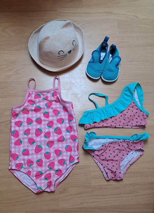 Zestaw strój kąpielowy x 2, buty do wody + GRATIS kapelusz