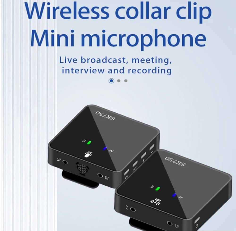 Microfone Sem Fio para telemóvel e camera, Gravação De Vídeo De Áudio