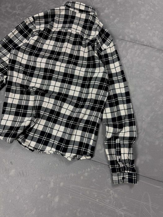 Czarno biała koszula flanelowa w kratkę retro (M/L) retro drwala 90s