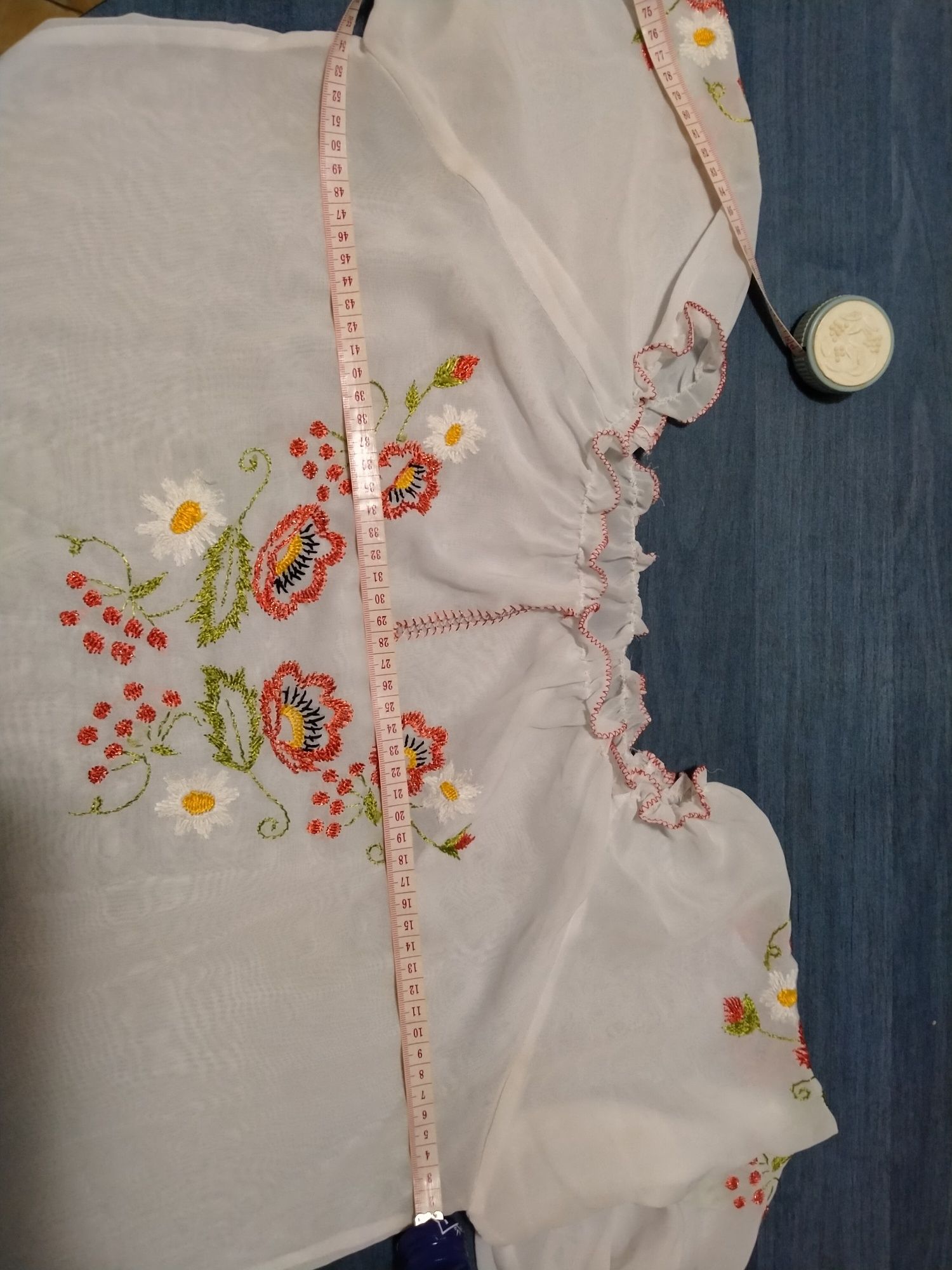 нежная блузка - вышиванка ручной работы на шёлке