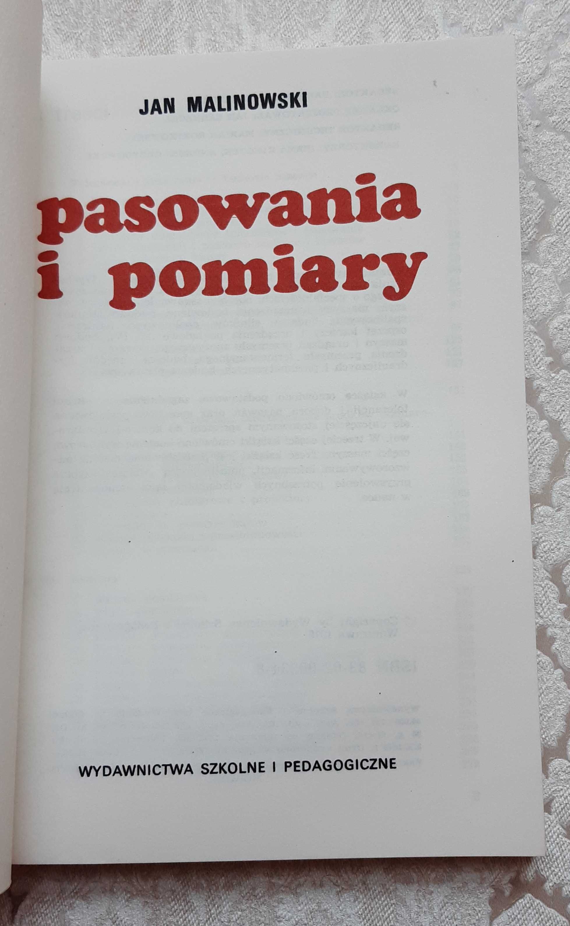 Książka "Pasowania i pomiary" Malinowski
