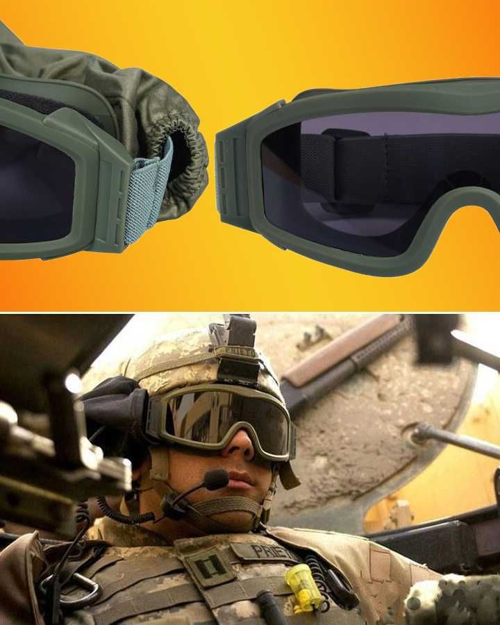Тактичні окуляри зі змінними лінзами, маска, 3 лінзи + Чохол (Є ОПТ)