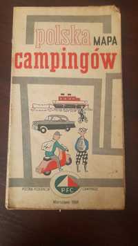 Polska Mapa campingów 1968
