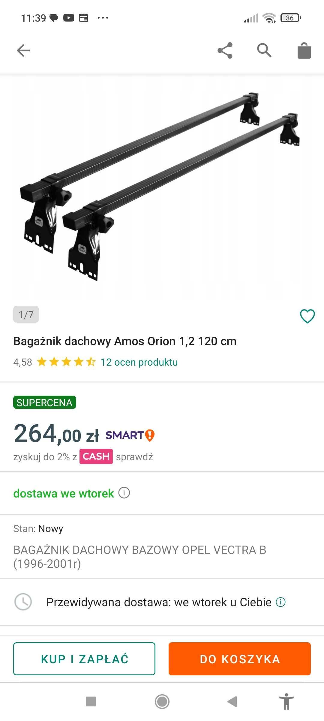 Bagażnik dachowy amos orion 1,2