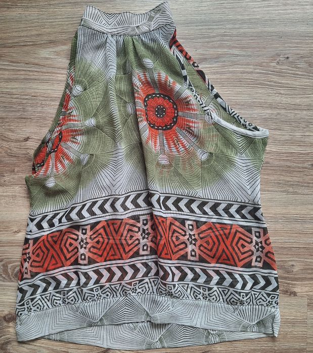 Transparentna bluzka etno top z dekoltem halter 38 elegancka stylowa