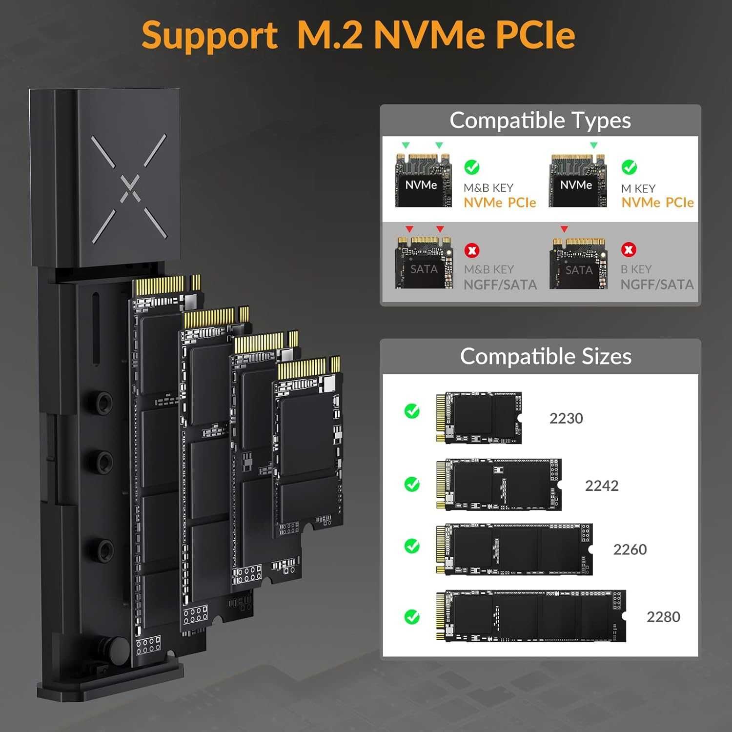 iDsonix M.2 NVMe PCIe adapter obudowy SSD