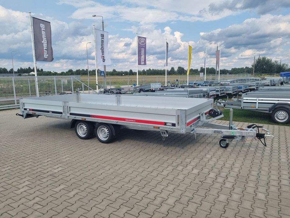Lorries PLBA 35-5021  przyczepa laweta 500x210 cm, burty ALU, najazdy aluminiowe przechylana