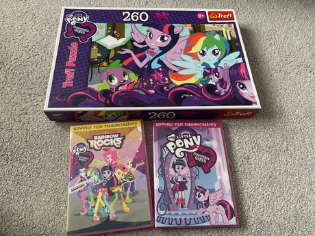 Equestria Girls, puzzle 260 el. i dwa filmy dvd.
