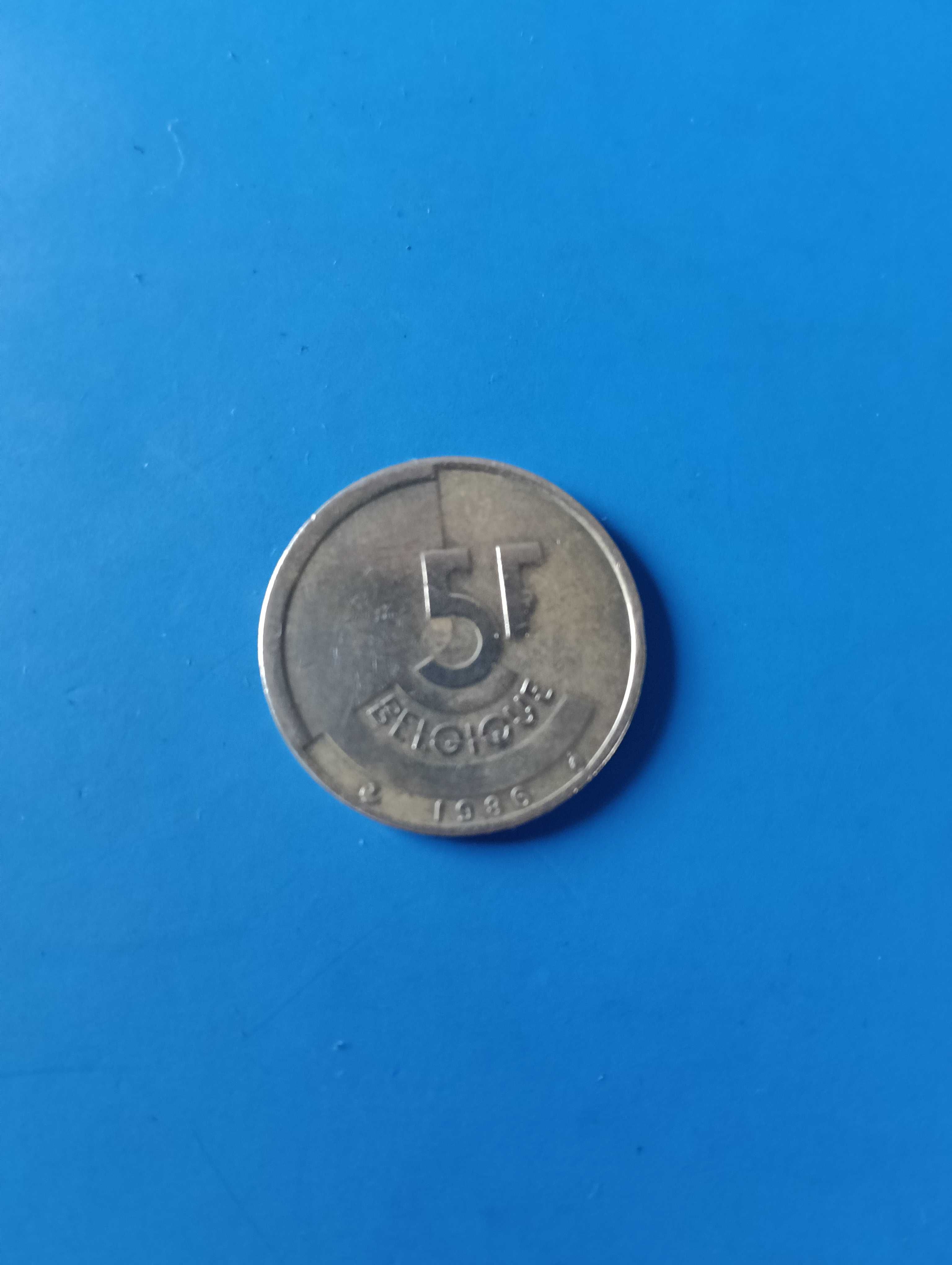 Moneta Belgia 5 franków 1986 r.