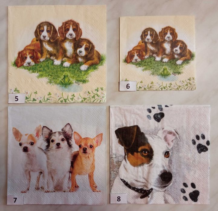 Serwetki decoupage koty, psy zestaw C