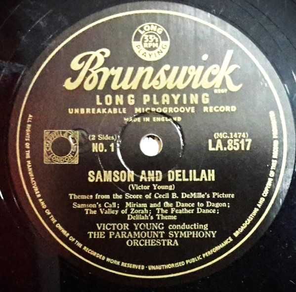 Victor Young  Paramount Symphony Orchestra* ‎– Samson And Delilah 1951