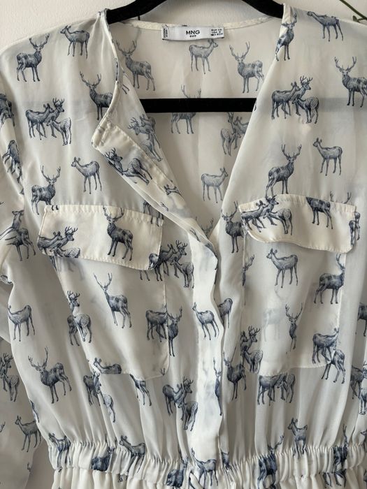 Zwiewna sukienka w jelenie, sarny Mango XS