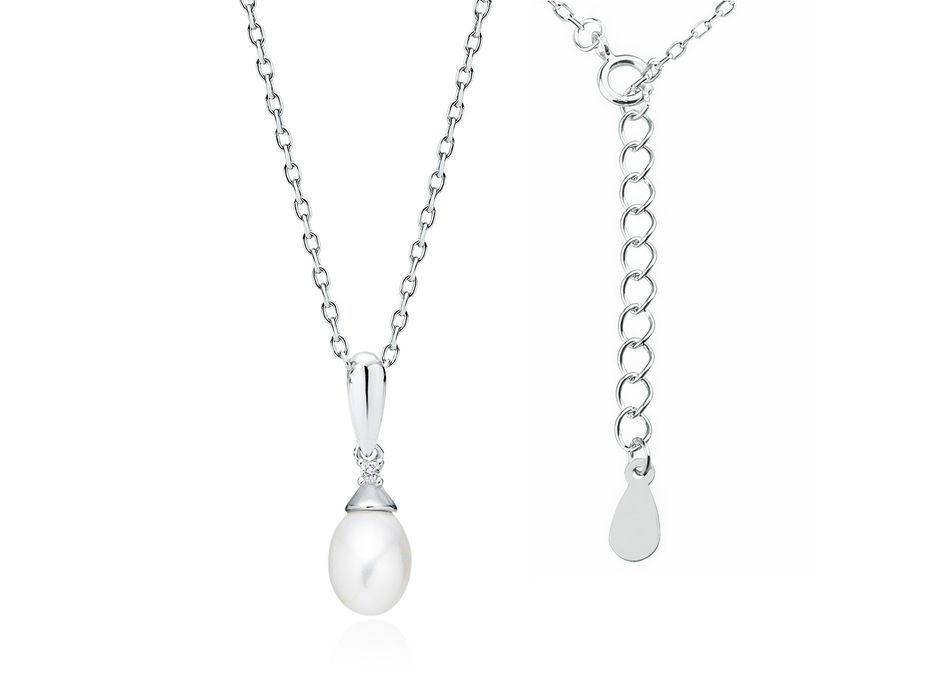 Naszyjnik Celebrytka Perła Perełka Cyrkonie Srebro Z1959Nr_W