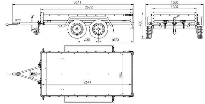 Przyczepka 264x125 UNITRAILER GARDEN 264/2KIPP ze stelażem i pokrowcem