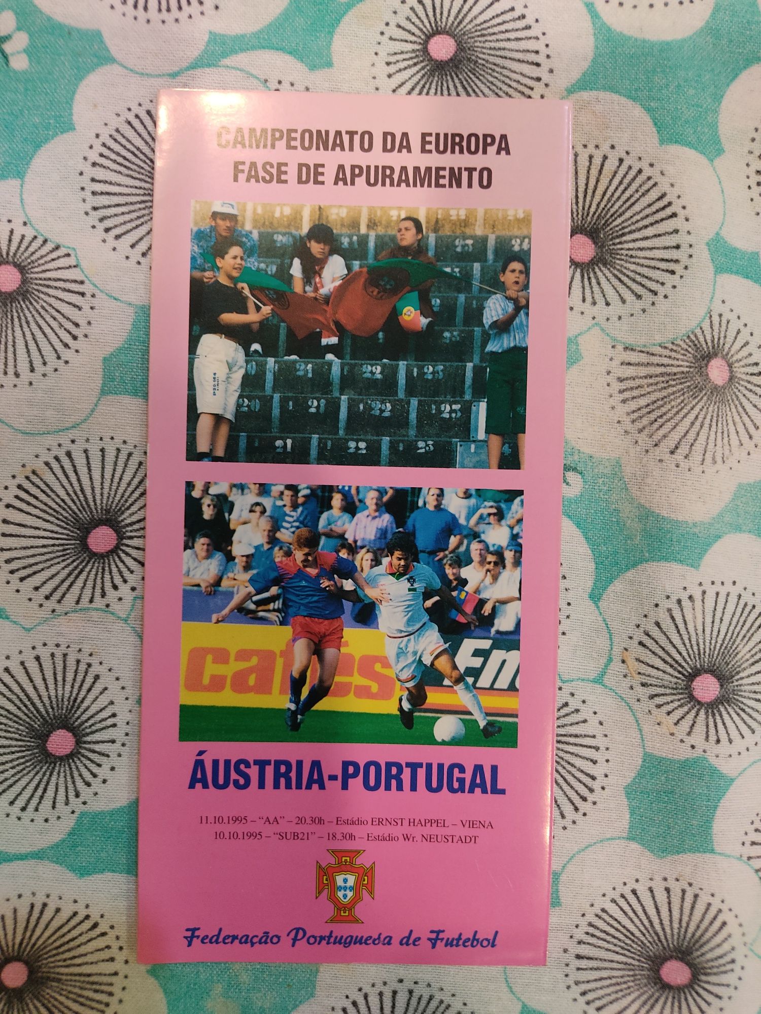 Programa da FPF para o jogo Áustria Portugal 1995