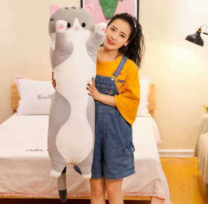 Плюшевий Кіт батон для обіймів 80 см, Іграшка-подушка Кіт Батон 80 см