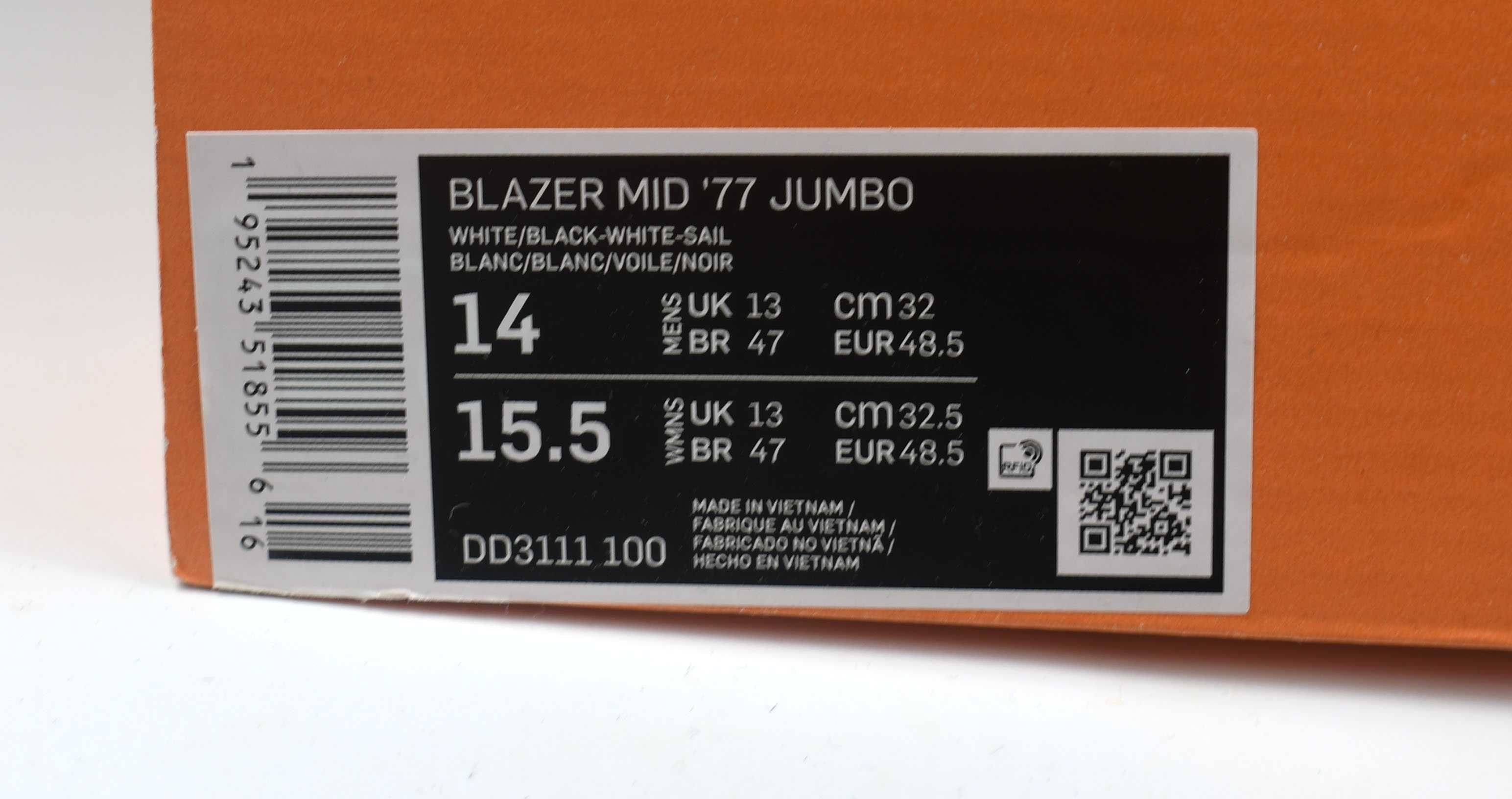 Buty męskie Nike Blazer Mid '77 Jumbo  DD3111  rozmiar 48,5