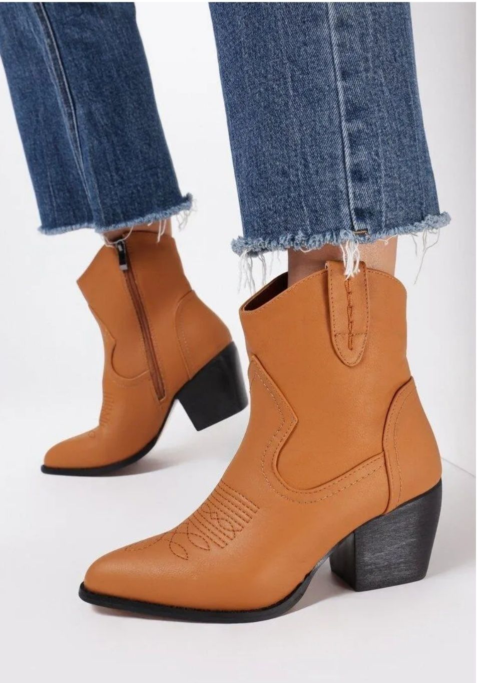 ## NOWE brązowe kamelowe kowbojki Vices kozaki botki roz. 40 ##