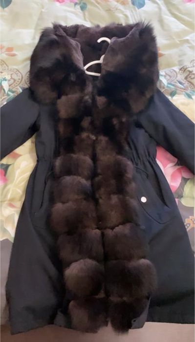 Теплая парка на зиму с мехом под соболя