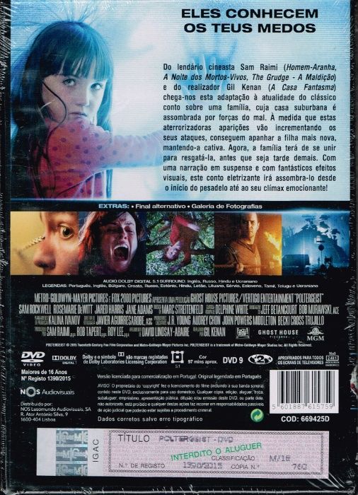 Filme em DVD: POLTERGEIST Versão Alargada - NOVO! SELADO!