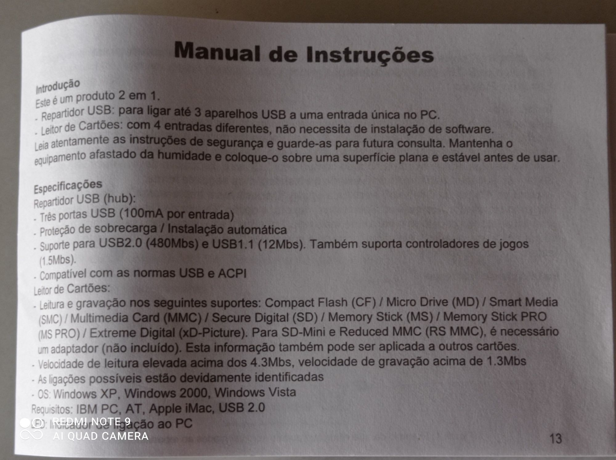 Auriculares Bluetooth i7 e USB repartidor - HUB leitor de cartões