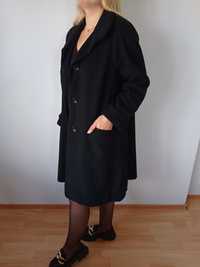 Luksusowy czarny płaszcz kaszmirowy marki Classic, krój oversize