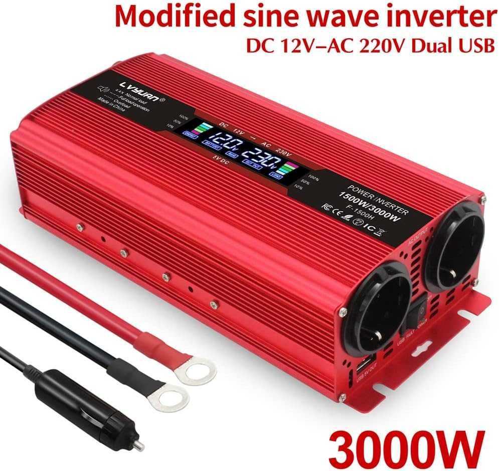 Inversor de corrente de 1500 W (pico de 3000 W), DC 12 Va AC 220 V-249