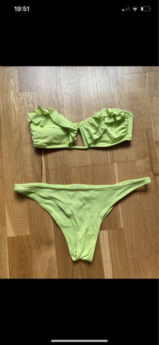 Falbankowy Stój kąpielowy bikini neon xs-s H&M