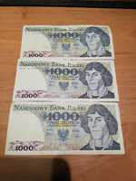 Banknoty 1000 złotych 1982r(3sztuki)