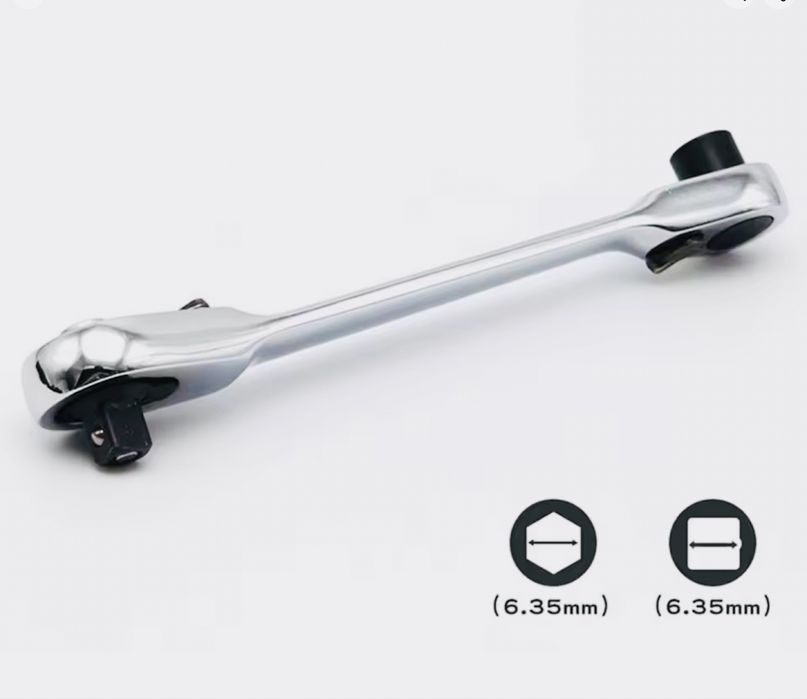 Мікро Трещотка реверсний гайковий ключ із подвійною головкою 1/4