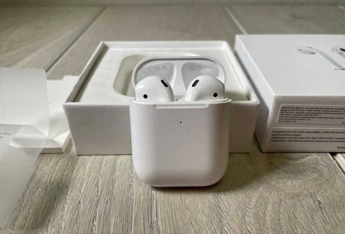 Топові Навушники airpods 2 з шумоподавлінням 1в1 +чохол