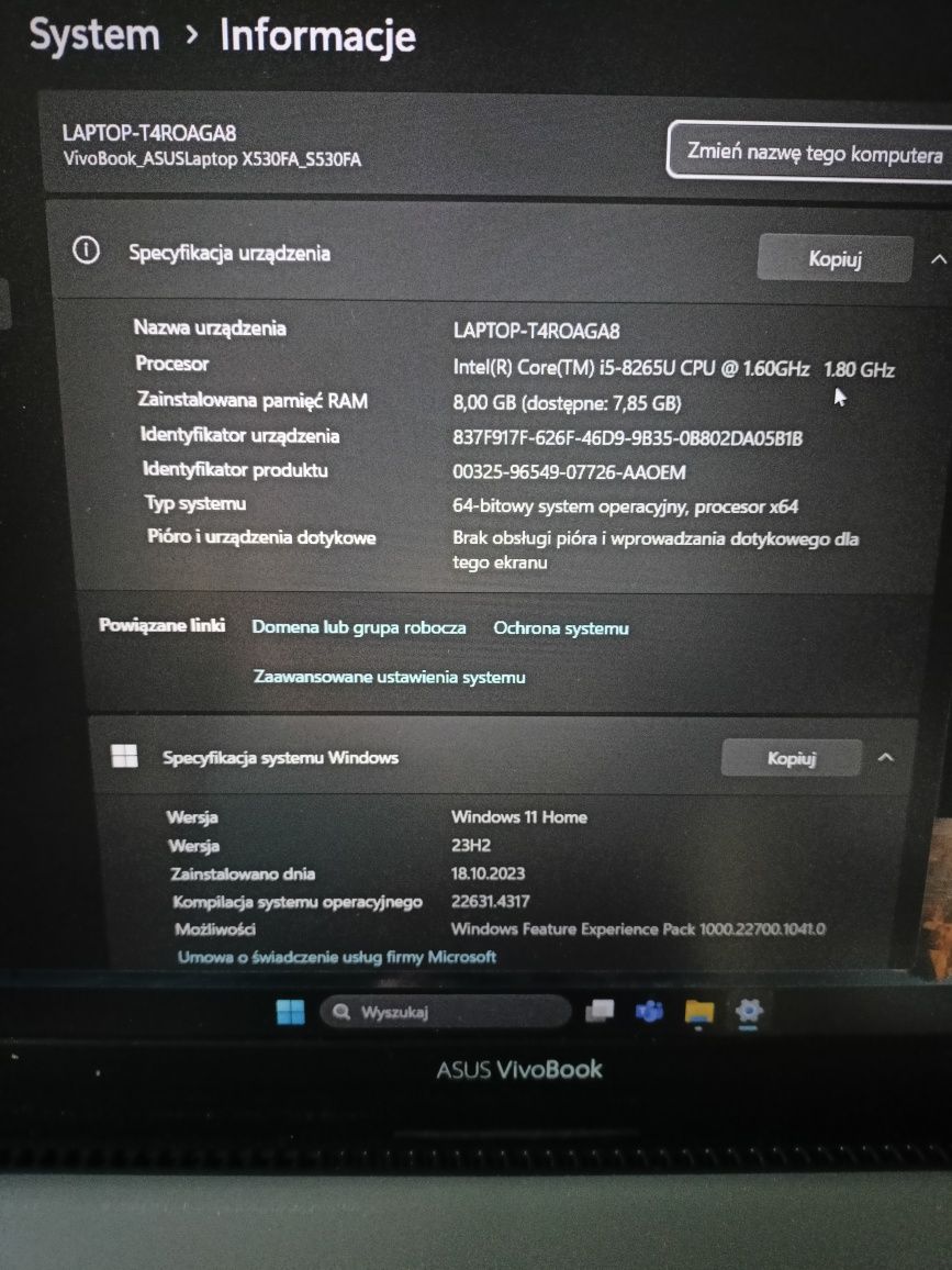 Notebook, laptop Asus Vivobook s15.