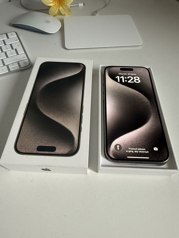 iPhone 15 Pro 256gb Natural Titanium Stan Idealny Oryg Bateria 95%