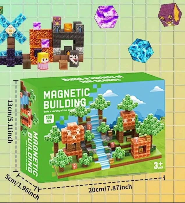 Магнітний конструктор Minecraft кубики блоки майнкрафт на подарунок