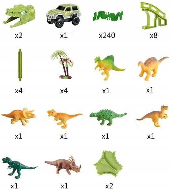 MEGA Tor Wyścigowy z Dinozaurami: 270 ELEMENTÓW Do SUPER Zabawy!