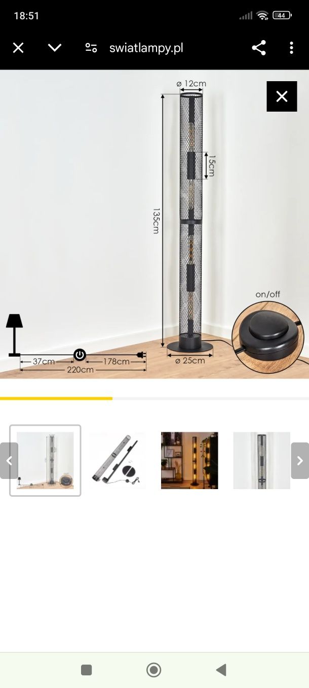 Lampa stojąca akrema czarna