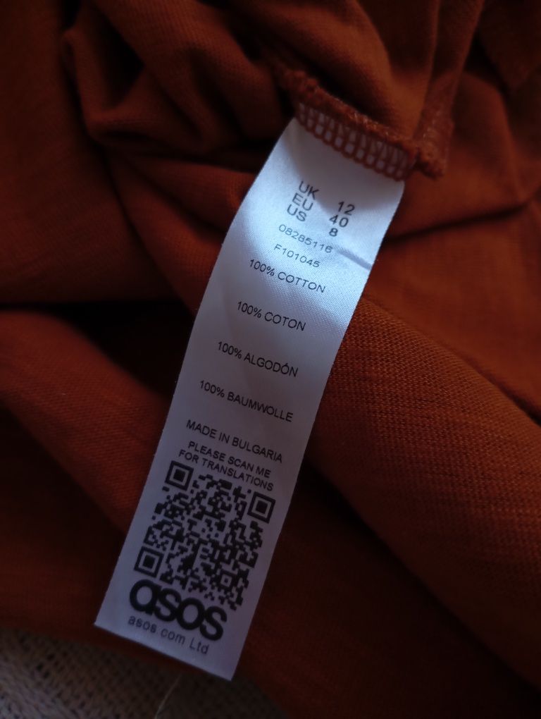 ASOS 40r efektowna pomarańczowa długa sukienka midi dopasowana