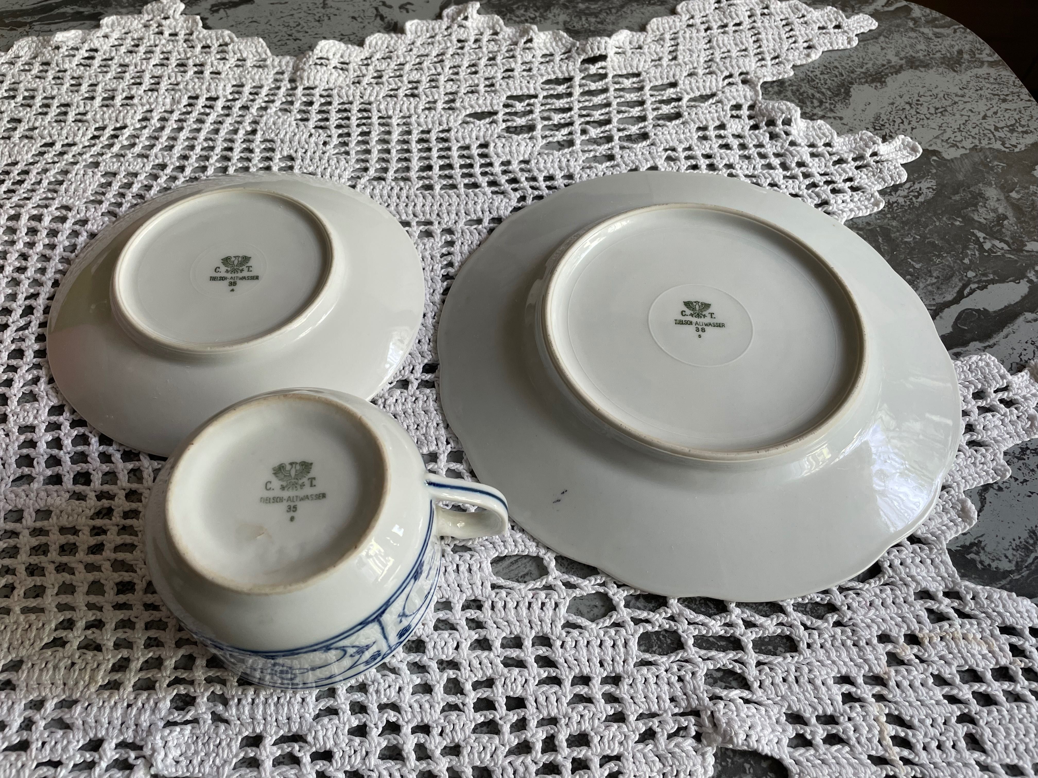 Piękne porcelanowe trio sygnowane C.T Altwasser