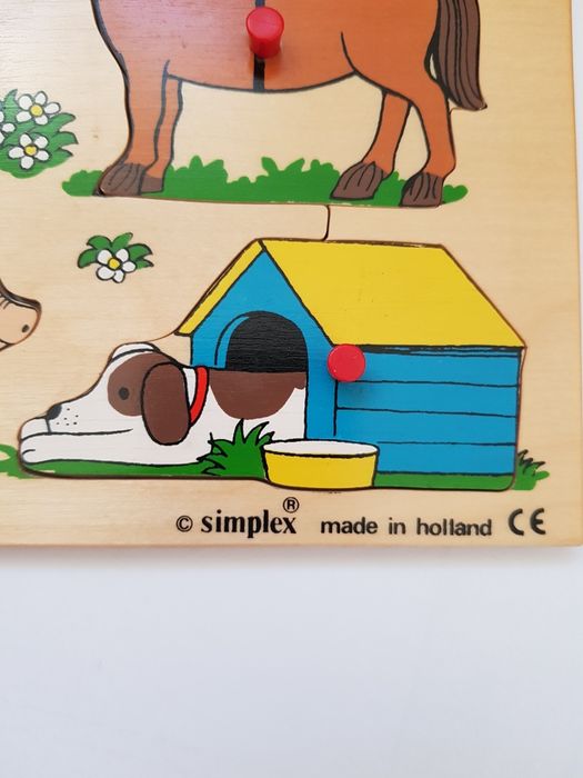 Drewniane puzzle vintage układanka farma