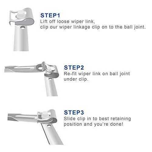 2x Clips de reparação limpa para brisas- Wiper Linkage Repair Clip